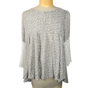 Umgee USA Womens Large Tunic Top Floral Babydoll Lace Boho Cottagecore Prairie - Picture 1 of 14