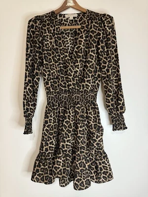 Michael Kors Leopard Print Long Sleeve Dress with ruffle hem size XS - Image 1 of 4