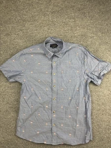 Pendleton Shirt Mens Large Blue Short Sleeve Button Down Cotton Embroidered - Picture 1 of 7