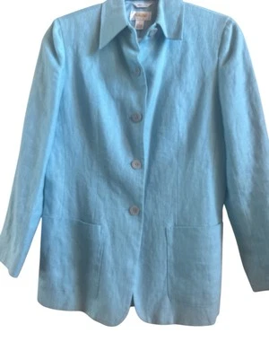 New With Tag Talbots Robbin Egg Blue Irish Linen Lined Blazer Size 4P - Image 1 of 4