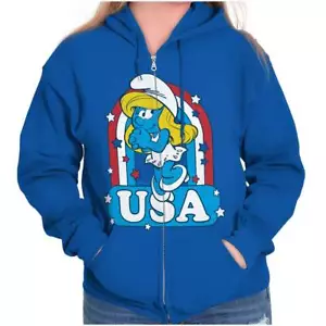 Smurfette Cartoon American Cutie USA Zip Hoodie Sweatshirt Women - Picture 1 of 9