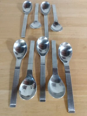 Lote de 9 - Cucharas de sopa Dansk THEBE cubiertos de acero inoxidable satinado acanalados Corea Foto 1 de 3