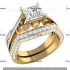 1.85ct Princess Cut Moissanite Wedding Bridal Ring 14k Yellow Gold Plated Sz6