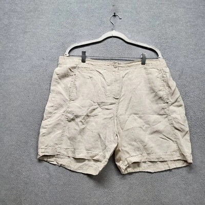 Pantalones cortos para mujer Jill 16 beige 100 % lino Love bolsillos tiro alto 7 pulgadas entrepierna Foto 1 de 4