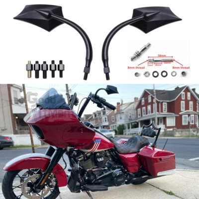 For Harley Davidson Street Glide Road King Black Motorcycle Rear View Mirrors US - Image 1 of 4