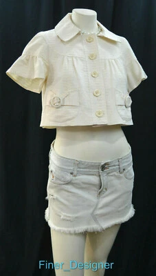 CHAQUETA BLAZER BOLERO NANETTE LEPORE CROP Manga Corta Ligera Forrada Top Talla 2 NUEVA Foto 1 de 4