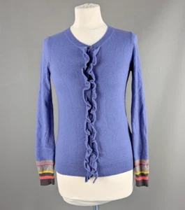 Boden Size 8 Lilac Purple Ruffled Cardigan Cotton Cashmere Angora Blend - Picture 1 of 8