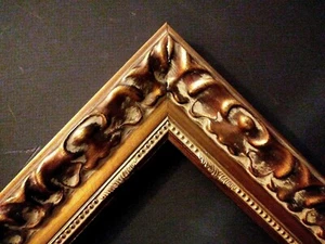 20 X 24 STD PICTURE FRAME 2 1/2" WIDE DARK GOLD LEAF ORNATE w/ GLAZING BACKING - Picture 1 of 10