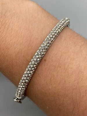 "Brazalete Juicy Couture tono plata pedrería 5 mm pulsera 6,1/4"" vintage raro" Foto 1 de 4