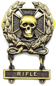 Expert Sniper Skull Badge Pin Rifle Bar Army Marksman M24 Medal ANTIQUE Insignia - Picture 1 of 4