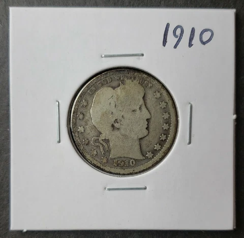 1910 25c Barber Silver Quarter Dollar Cover