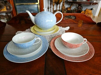 Tee Set Porzellan Arzberg Form 2000 mehrfarbig 70-80-er Löffelhardt - Bild 1 von 4