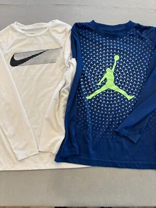 Nike Air Jordan T Shirt Set Youth Boy's Size Medium Two Long Sleeve Basketball - Picture 1 of 6