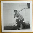 Boy with Baseball Bat - Batter Up! VINTAGE PHOTO original snapshot Bad teeth