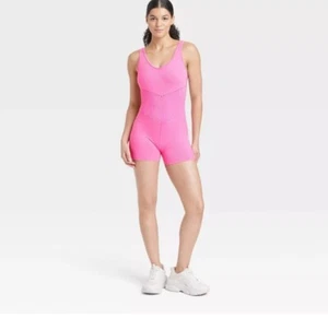 JoyLab Women’s Short Active Bodysuit - Pink Fitness Workout Romper, Size M - Picture 1 of 8