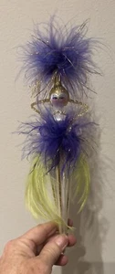 Vintage De Carlini Lady W Feathers Christmas Ornament 10” - Picture 1 of 7