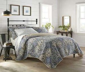 Queen Quilt Set Reversible Cotton Bedding With Matching Shams Lightweight Home D - Picture 1 of 9