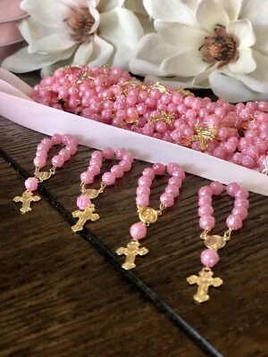 8 BAUTISMO MINI ROSARIO BAUTIZO COMUNIÓN QUINCEAÑERA BAUTIZO RECUERDOS Rosa Foto 1 de 4