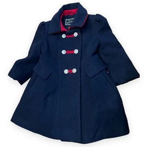 ROTHSCHILD Bandmaster MILITARY COAT SIZE 4 Girls Midnight Blue Faux Wool Size 4 - Picture 1 of 3