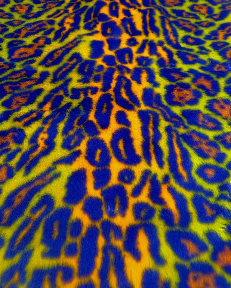 Faux Fur Neon Leopard Fabric 58"W SBY Colorful Sewing Fashion Pet Beds Soft Prop - Image 1 of 1