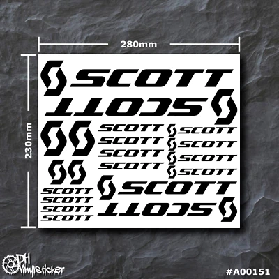 Scott Sticker Schwarz | Aufklebersatz Set Fahrrad Race eBike MTB BMX Gabel