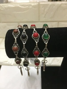 Multi-Edelstein Fischhaken Verschluss Armbänder 925 Silber plattiert - US-Verkäufer - 56 - Bild 1 von 14