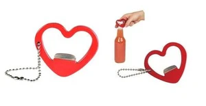 Metal Bottle Opener Heart Shaped Valentines Love Red Gift Drink Party Chain Key - Picture 1 of 1