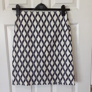 J. McLaughlin Women's White Blue Career Casual Skirt Cotton Blend Lined Size 0 - Picture 1 of 4