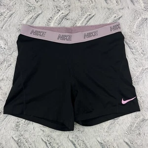 Nike Victory Womens 5" Tight Fit Shorts 889598 018 Black/Pink Size Medium Logo - Picture 1 of 9