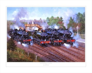 Impresión artística de tren de vapor Severn Valley Railway GWR 22xx BR 4MT LMS 8F John Austin - Imagen 1 de 1