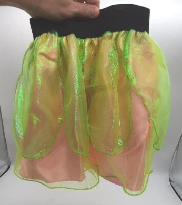 Tulle Tutu Skirt Fairy Flower Petals Girl's Small Elastic Waist Pink Green - Image 1 of 4