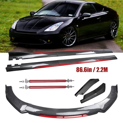 For Toyota Celica 2000-2005 Front Bumper Lip Spoiler Side Skirt Carbon Fiber Bod Foto 1 de 4