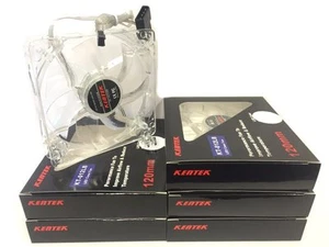 LOT of 5 PC Kentek 120mm 12cm White 4x LED LEDs Case Power Supply Fan 3 /4 Pin - Picture 1 of 2