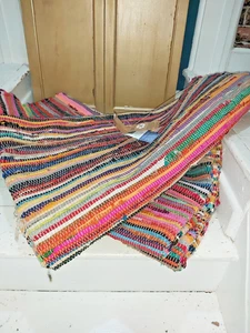LARGE HANDMADE INDIAN MULTI COLOURED DARI RUG - 150cm x 210cm - OFFER! - Picture 1 of 13