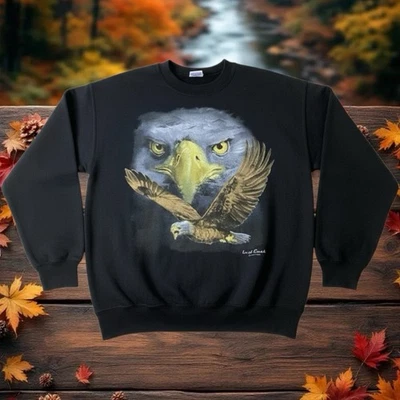 New Gildan Mens Lost Creek Outfitters Edition Black Bald Eagle Sweater Medium - Image 1 of 4