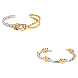 Modern Open End Knot Bangle Stainless Steel Jewelry Wrist Bracelet Accessory - Picture 1 of 10