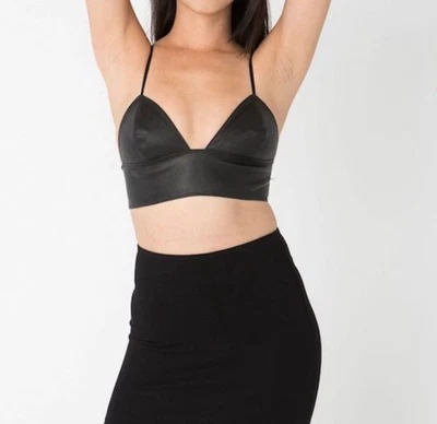 ¡NUEVO! Bralette American Apparel 100 % cuero negro talla L Foto 1 de 4
