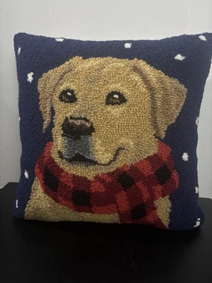 "Bufanda a cuadros de búfalo artesanal de Pekín amarilla laboratorio enganchada perro almohada 16""x16""" Foto 1 de 3