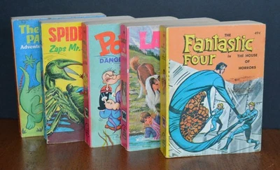 VTG WHITMAN BIG LITTLE BOOK (5) Spiderman Popeye Lassie Pink Panther Fantastic 4 - Image 1 of 4