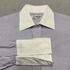 Turnbull Asser Hemd groß blau gestreift French Cuff Kontrast 90er Vintage - Bild 1 von 12