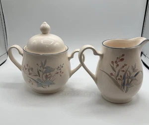 Keltcraft Creamer and Sugar with Lid Designed by Noritake Pattern 9109 - Picture 1 of 6