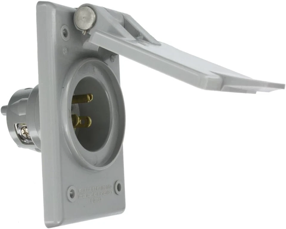 Leviton 5278-CWP Straight Blade Flanged Male Power Inlet Receptacle 15 A 125 V
