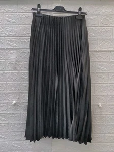 New Mango Satin Pleated Skirt Black Size S - Picture 1 of 4