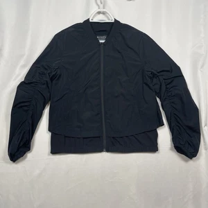 Athleta Wayfarer Bomber Jacket Black Size Medium M  S/531112 Coat Long Sleeve - Picture 1 of 7