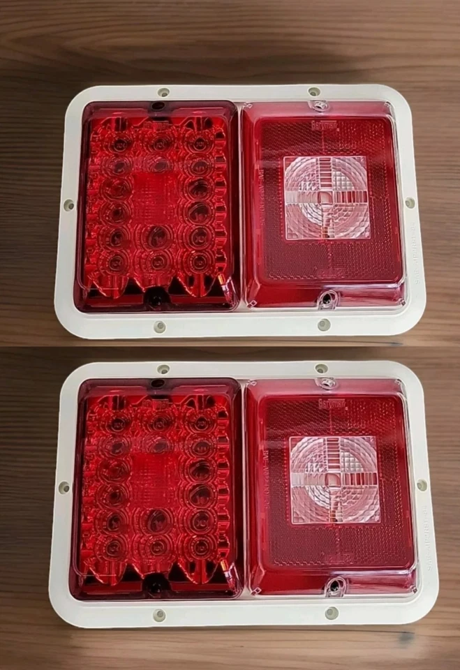 Bargman Set Of 2 Recessed Mount Double Trailer Lights LED Reg BU RV Taillight  Foto 1 de 4