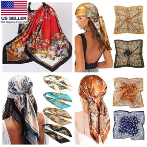 Bufanda grande sedosa floral cachemira pañuelo cabeza cuello mantón envolvente 35" bufanda top - Imagen 1 de 42