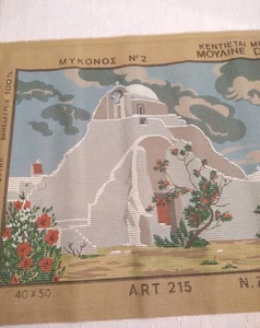 2 Painted Needlepoint Cross  Stitch Tapestry Canvas Miconoz Greece Parrots  - Picture 1 of 19
