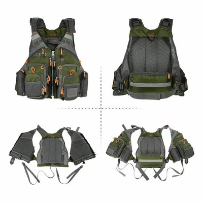 Quick Dry Life Jacket Fishing Waistcoat Multi-pocket Fly Fishing Vest bLACK - Image 1 of 4