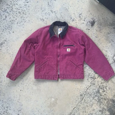 Carhartt Detroit Jacket WJ097 RBY Women’s Small Vintage Faded Worn Pink Grunge - Image 1 of 4