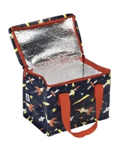 Space Age Rocket Lunch Bag Borsa Porta Pranzo Isolata con Manico Scuola Lunch Bag - Foto 1 di 3